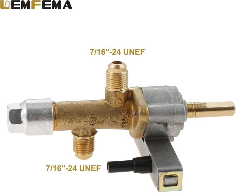Lemfema Gas Safety Control Valve with Piezo Push Ignition Device Replacement for Garden Sun Propane Powered Patio Heater Repair Replaces Parts（7/16"-24 UNEF Inlet & Outlet） - Image 2